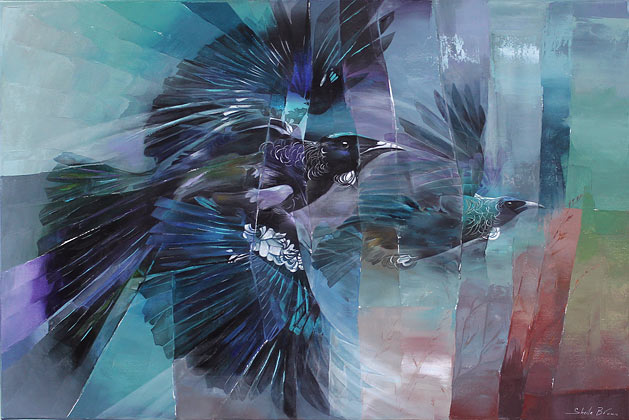Sheila Brown nz native bird tui paintings